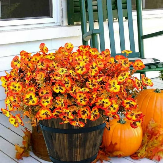 LShunze Fall Artificial Flower 7 Fork Realistic Fake Plastic Flower Home Office Wedding Party Table Centerpiece Indoor Outdoor Faux Bloom Decoration