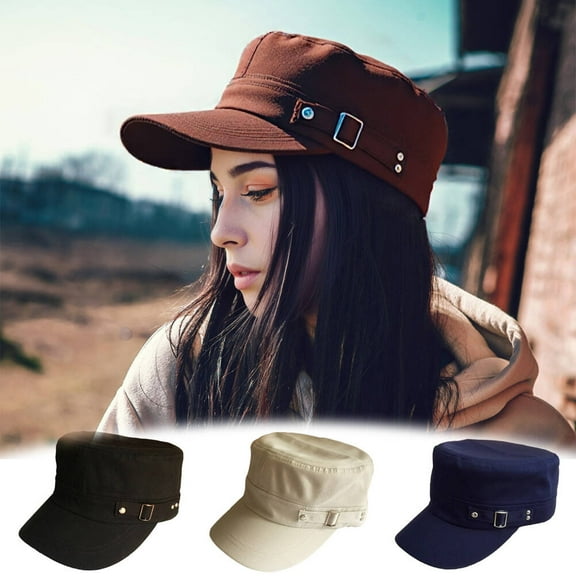 LShunze Flat Top Hats for Men Women Washed Cotton Flat Top Cap Unisex Outdoor Sports Casual Sun Hat