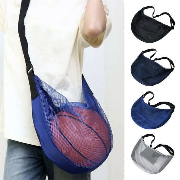 LShunze Mesh Single Ball Carry Bag,Foldable Basketball Bags with Adjustable Shoulder Strap,Large Capacity Sports Ball Bag for Carrying Basketball,Volleyball,Football and Rugby