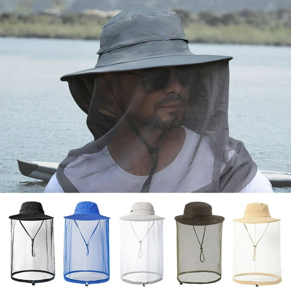 LShunze Mosquito Net Hat Safari Hat UPF 50+ Sun Protection Boonie Hats for Men with Neck Flap Fishing Hiking Hat for Men/Women