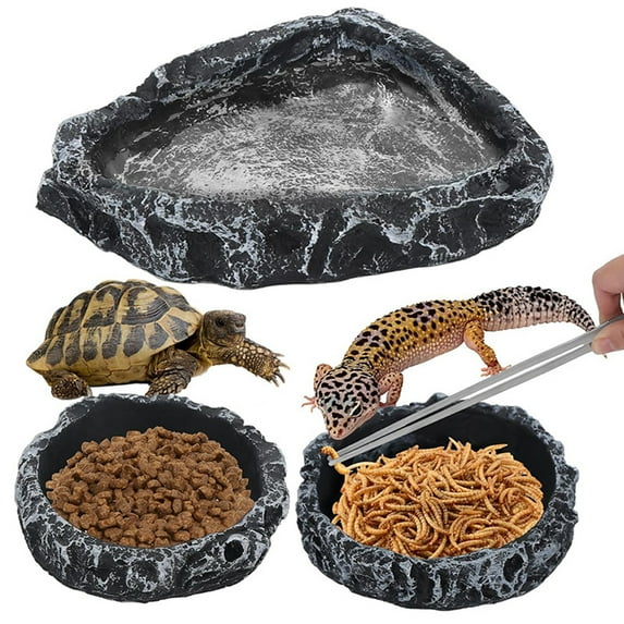 LShunze Reptile Feeding Dish Corner Bowl, Reptile Water Dish Food Bowl, Reptile Feeding Terrarium Bowls for Bearded Dragon Lizard Frog Gecko Tortoise Hermit Crab