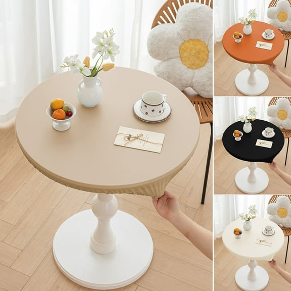 LShunze Round Fitted Tablecloth Elastic Table Cover Waterproof Wipeable Table Cloth for Indoor Outdoor Picnic Kitchen Dining 24"-47"