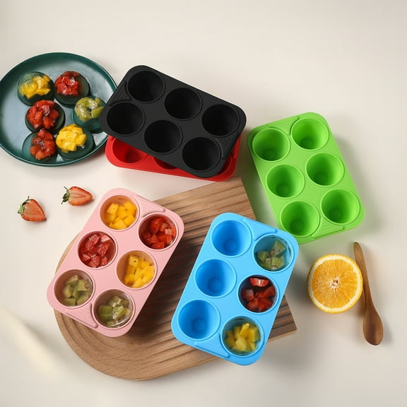 LShunze Silicone Muffin Pan - 6 Cup Non-Stick Cupcake Pan for Baking, Food Grade and BPA Free, Perfect for Egg Muffin, Cupcake, Quiches and Frittatas