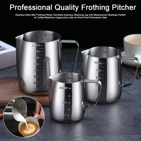LShunze Stainless Steel Espresso Milk Frothing Pitcher - 30.44OZ/900ML Coffee Milk Frother Cup for Espresso Machine, Latte Art