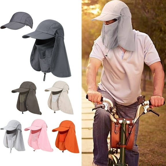 LShunze Sun Hat for Men Women with Neck Flap, Foldable Breathable Fishing Cap, UPF50+ Sun Protection Drawstring Sun Hat