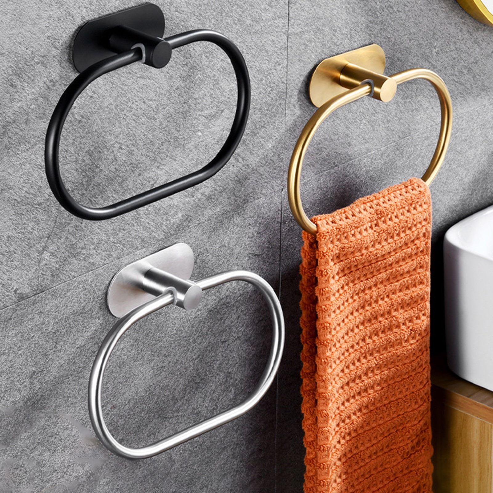 Cloth Ring Racks LShunze Towel Ring for Bathroom, Stainless Steel Hand Towel Holder for ...