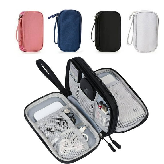 LShunze Travel Cable Organizer Pouch Electronic Accessories Carry Case Portable Waterproof Double Layers All-in-One Storage Bag for Cord, Charger, Phone, Earphone