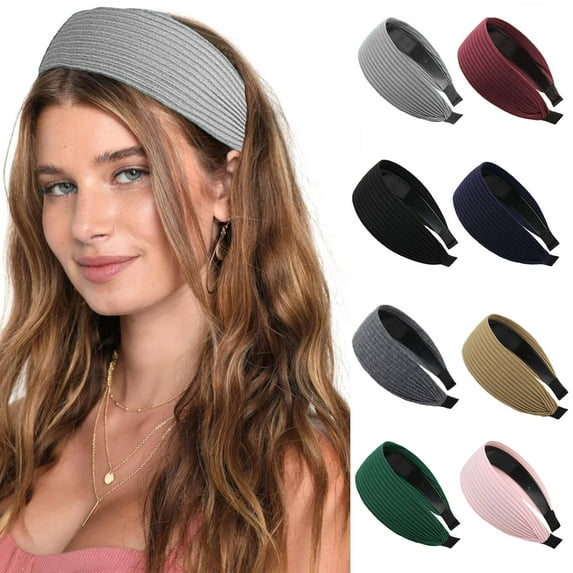 LShunze Wide Thick Headbands for Women Non Slip, Soft Cotton Head Bands Hair Bands for Women's Hair, Fashion Headbands Head Wraps for Workout, Yoga, Running, Spa Day, Party, Travel, Wigs