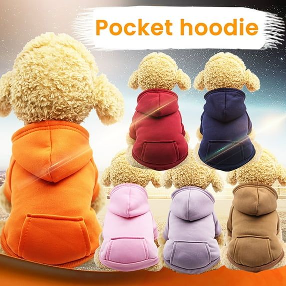 LShunze Winter Dog Hoodie Sweatshirts with Pockets Warm Dog Clothes for Small Dogs Chihuahua Coat Clothing Puppy Cat Elastic Hem Foreleg Sporty Sweatshirt Warm Windproof Pet Outfit