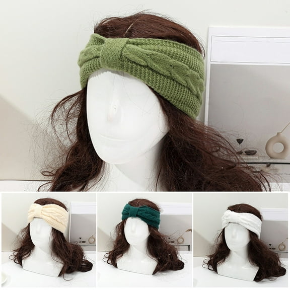 LShunze Winter Knit Headbands Twist Cable Head Wraps Fuzzy Lined Headband Knotted Crochet Turban Thick Ear Warmer Elastic Hair Band Accessories for Girls Women