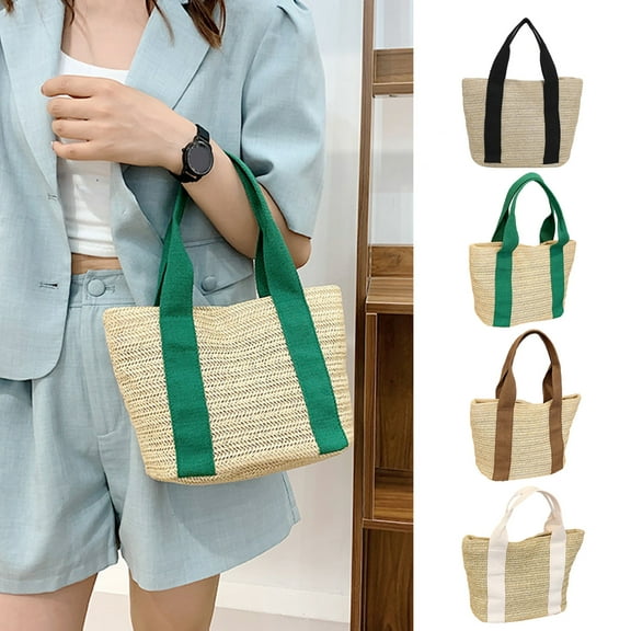 LShunze Women's Straw Shoulder Bag Large Rattan Woven Totes Summer Travel Beach Handbag Handmade Top Handle Purse