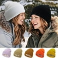 thumbnail image 1 of LShunze Womens Satin Lined Knit Beanie Hat Acrylic Winter Hats for Women Men Silk Lining Soft Slouchy Warm Cuffed Beanie Hat for Outdoor Work, 1 of 8