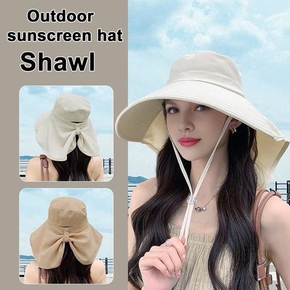 LShunze Womens Sun Hat UV Protection, Foldable Waterproof Wide Brim Bucket Hats with Neck Flap for Summer Beach Fishing Hiking