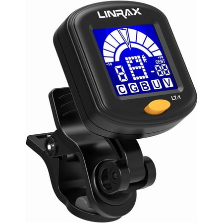 LT-1 Guitar Tuner, Clip On Tuner for Guitar Bass Ukulele Violin Viola Banjo Mandolin, Chromatic Tuner with 360° LCD Display, Digital Tuner for Stringed Instruments, Guitar Accessories, Black