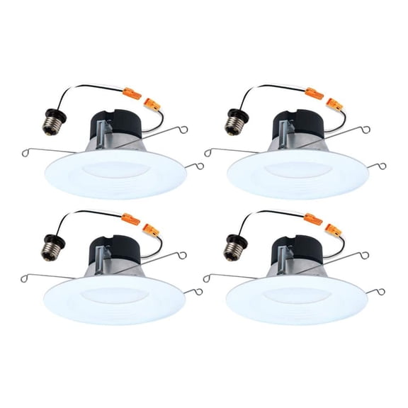 HALO LT 5 / 6 Inch In/Outdoor Recessed LED Trim Can Light, 5CCT 2700K/3000K/3500K/4000k/5000K, 4-Pack, LT56079FS1EWHR4PK