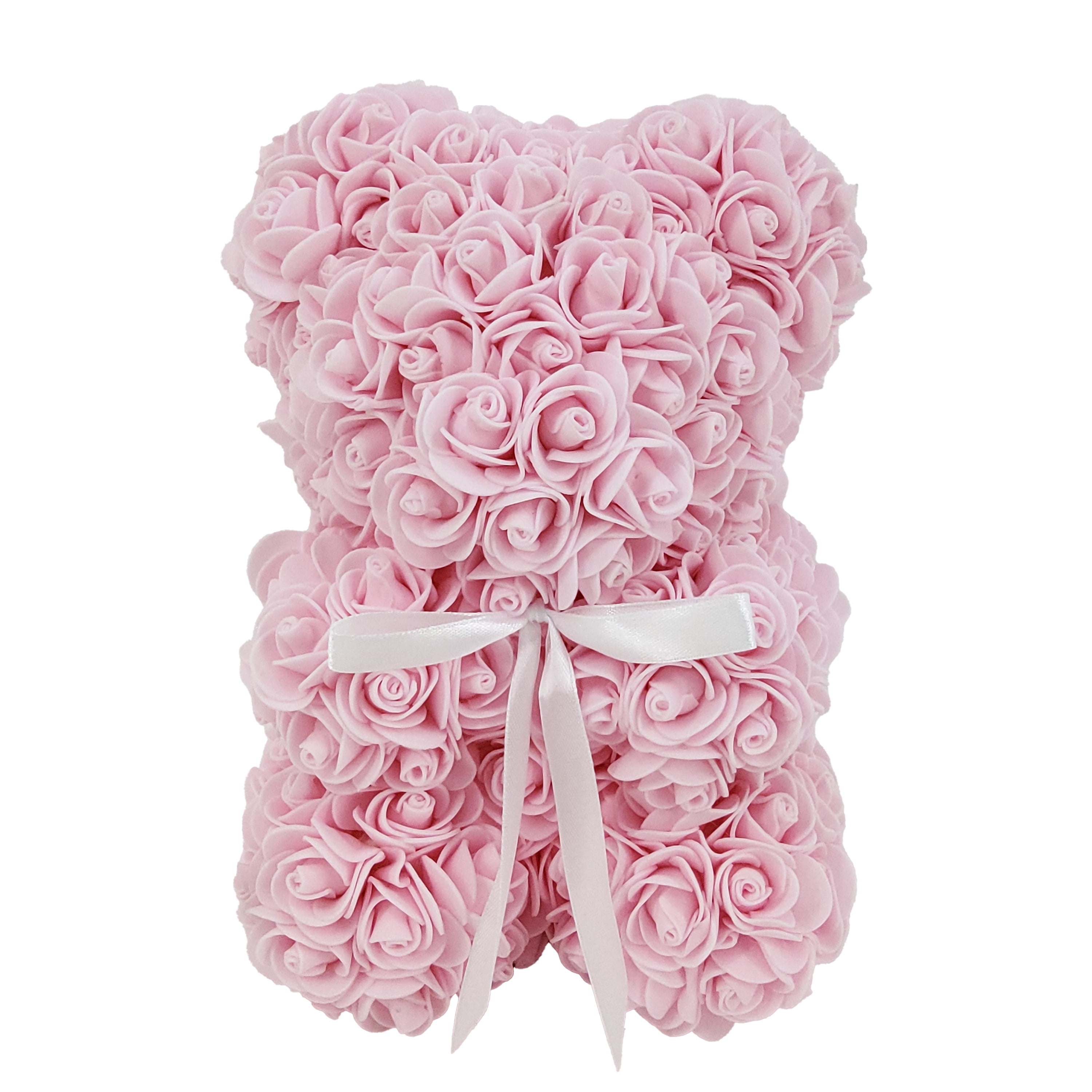 Way To Celebrate 9.25" Artificial Rose Bear Valentine's Day Gift, Light Pink Color