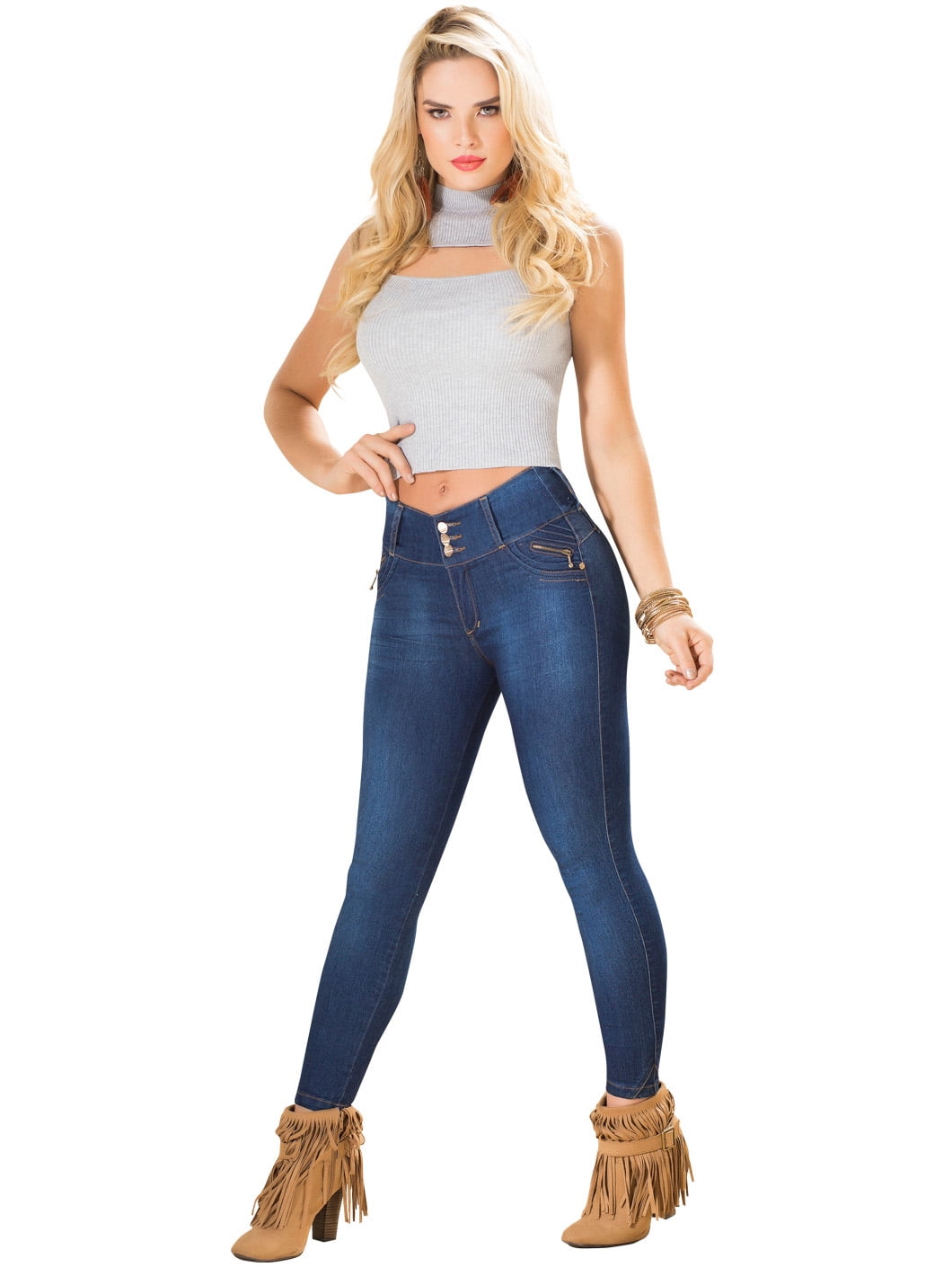 Skinny Butt Lifting Jeans for Women Elastic Waist Zipper Leg Ankle Denim  Pants 