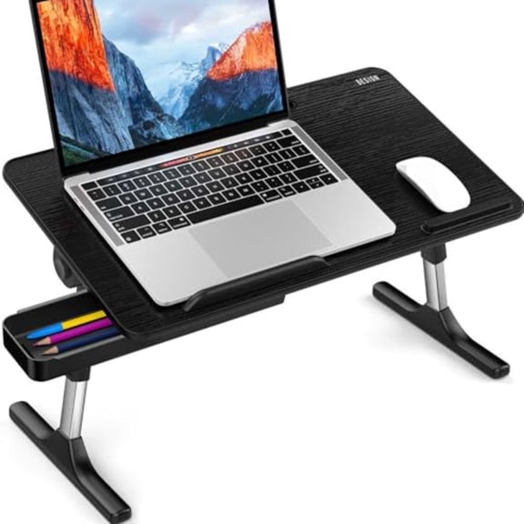 LT05 Adjustable Laptop Table, Lap Desk, Portable Standing Bed Desk, Foldable Sofa Breakfast Tray, Notebook Computer Stand for Reading and Writing, Medium Size