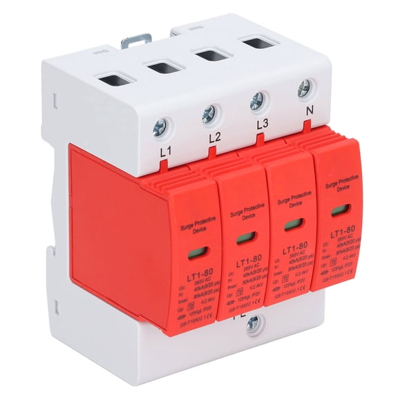 LT1-80 4P Surge Protector, 385V AC 40kA-80kA Overvoltage Arrester Protective Device for Electric System