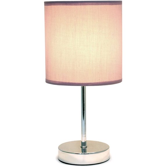 LT2007-PRP Chrome Mini Basic Table Lamp with Fabric Shade, Periwinkle Purple