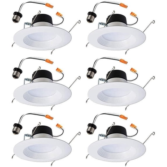 LT560WH6930R-6PK LT 5 in. and 6 in. White Ceiling Light Fixture Retrofit Downlight Trim, 90 CRI, 3000K Soft 6 Pack Recessed Integrated LED, Standard 1-Pack