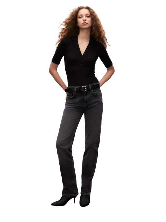 Lerana Women's High Waist Straight Leg Jean Trousers | 99% Cotton and 1% Elastane Denim Pants | 25 - DARK GRAY