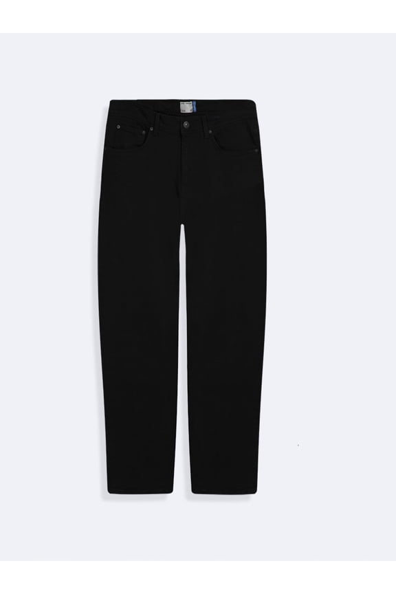 Lioren Straight Leg Mid Waist Men's Denim Trousers - 99% Cotton 1% Elastane Fabric | 31 - BLACK