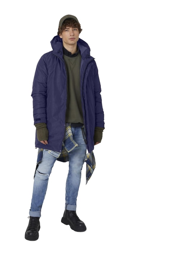 Men's Hooded Puffer Jacket | L - BLUE