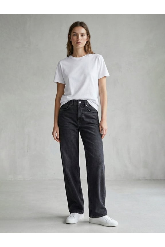 Vanetta High Waist Straight Leg Women's Trousers | Relaxed Fit Denim Weave 64% Cotton 36% Lyocell | 32 - MIX