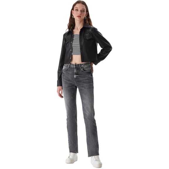 LTB Jeans Women's Betiana High Waist Straight Leg Jean Trousers | 26 - GREY