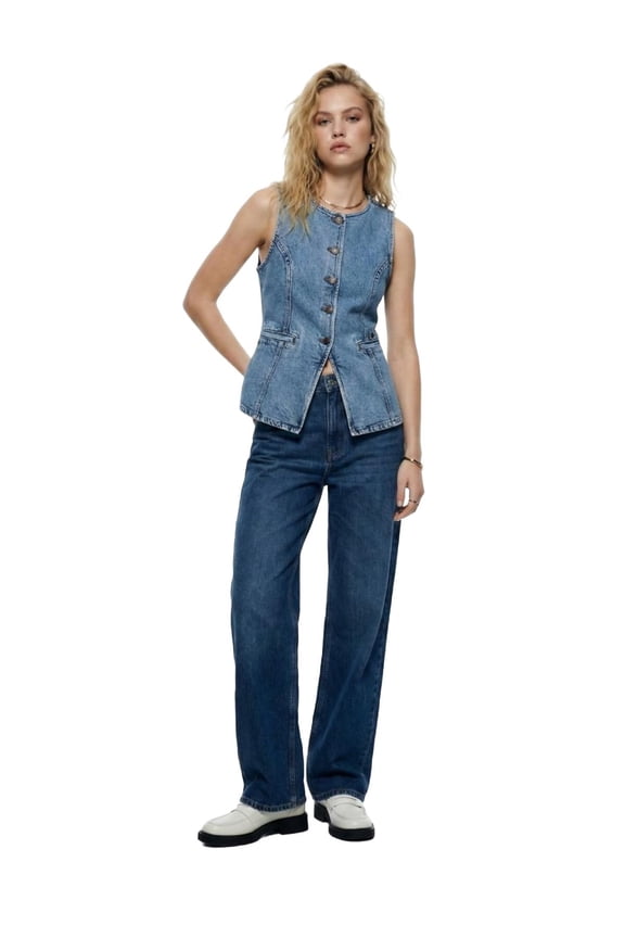 Women's Diora Denim Vest | L - BLUE