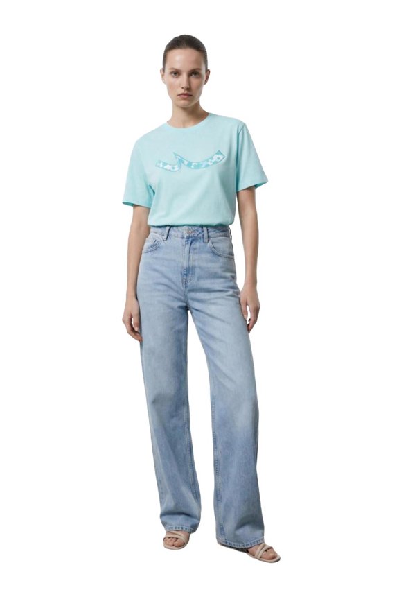 Women's Logo Printed T-Shirt | M - BLUE