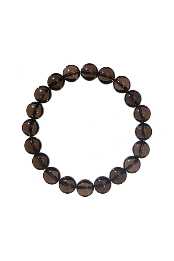 10mm Round Smoky Quartz Stretch Bracelet, 7" for Unisex Adults