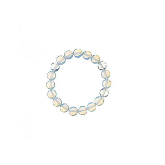 LTC Designs 10mm Shiny Round Opalite Stretch Bracelet, 8"