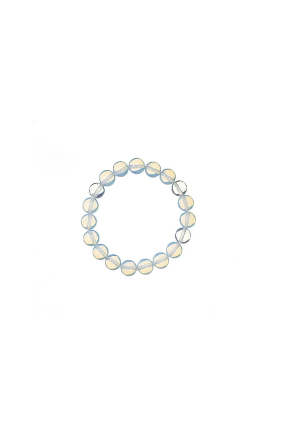 10mm Shiny Round Opalite Stretch Bracelet, 8"