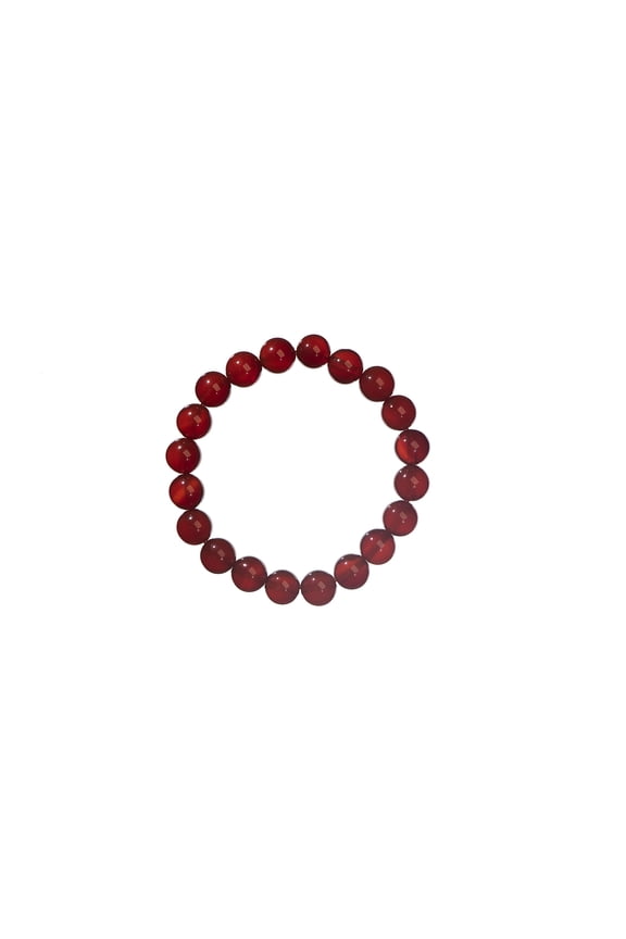 10mm Shiny Round Red Agate (Carnelian) Stretch Bracelet, 7.5"