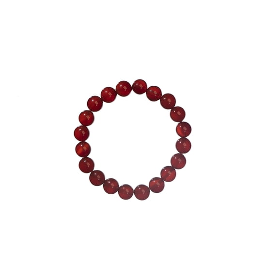 LTC Designs 10mm Shiny Round Red Agate (Carnelian) Stretch Bracelet, 7" for Unisex Adults