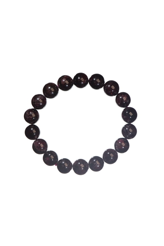 12mm Round Garnet Stretch Bracelet, 7", for Adults