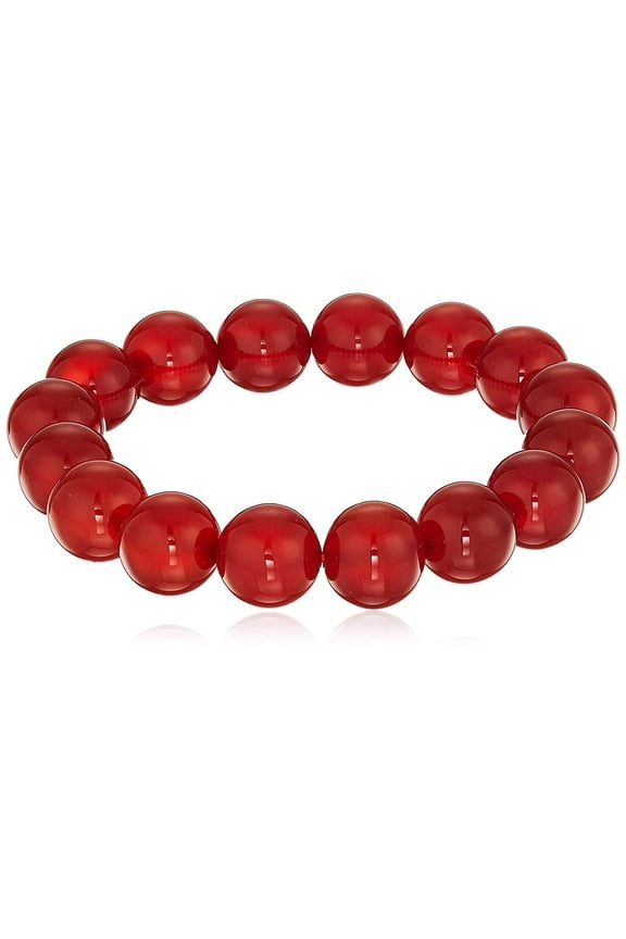 12mm Smooth Round Red Agate (Carnelian) Stretch Bracelet, 7.5" for Women, Men, and Friends, Great for Everyday Wear, Protection Stone