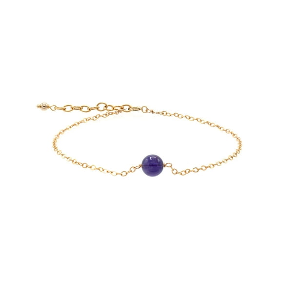 LTC Designs 14k Gold-Filled Chain Bracelet made with a 6mm Round Amethyst Centerpiece, 7" + 1" extender