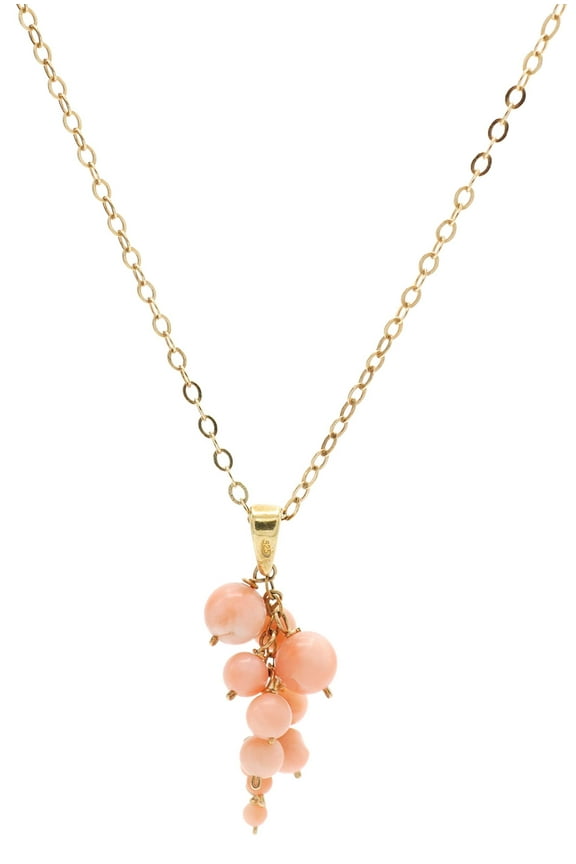 14k Gold-Plated Sterling Silver Cable Chain Necklace with Pink Coral Beads, 16"