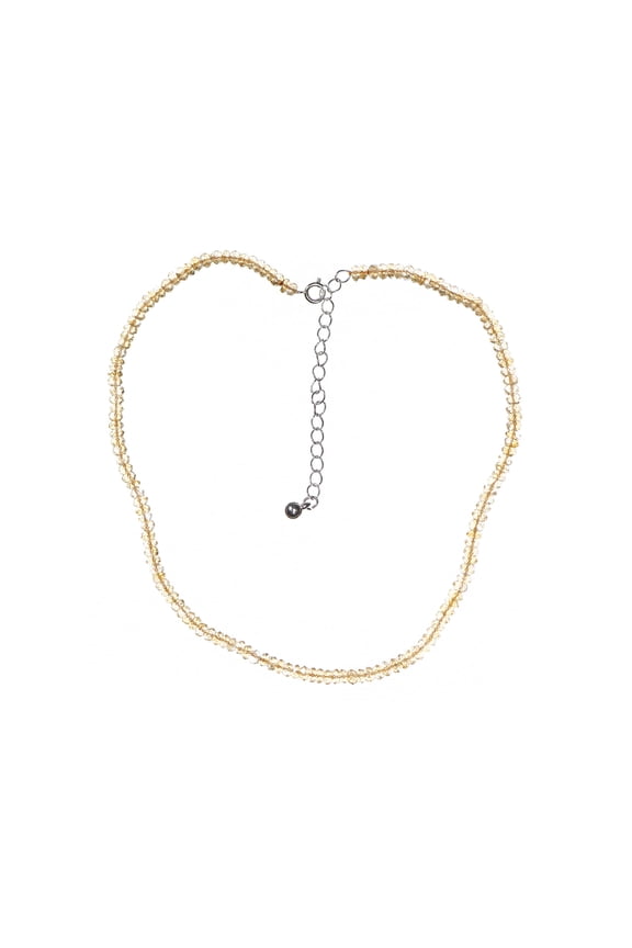 Citrine Rondelle Choker Necklace with Spring Ring Clasp, 14"+ 3" extender, for Adults