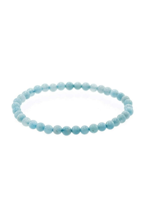 3.5-4mm Genuine Aquamarine Stretch Bracelet, 6.5" for Women, and Men