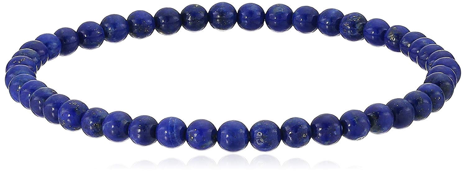 LTC Designs 4 mm Genuine Lapis Lazuli Stretch Bracelet, 7.5" Blue Jewelry Stone Bracelets, Stone of Truth, for Men,Women, and Friends. Christmas Gifts. Stocking Stuffers.