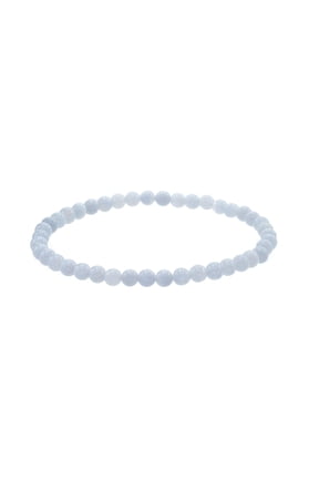 4 mm Smooth Blue-Lace Agate Stretch Bracelet, 7"