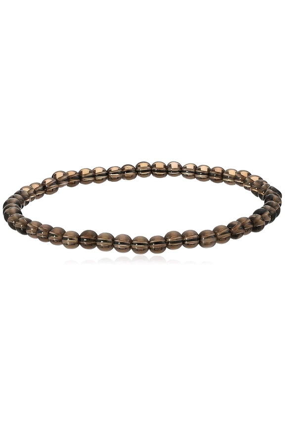4 mm Smooth Round Smoky Quartz Stackable Stretch Bracelet, 7.5" for Men, Women, and Friends