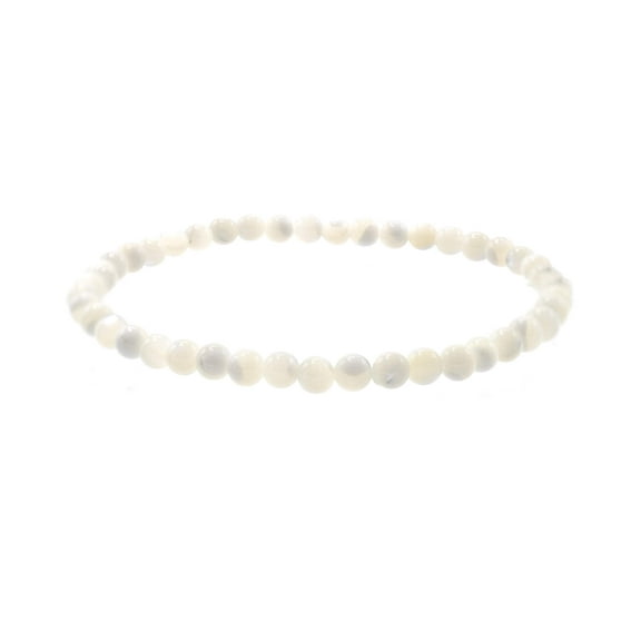 LTC Designs 4 mm Smooth White Shell Stretch Bracelet, 8" for Adults