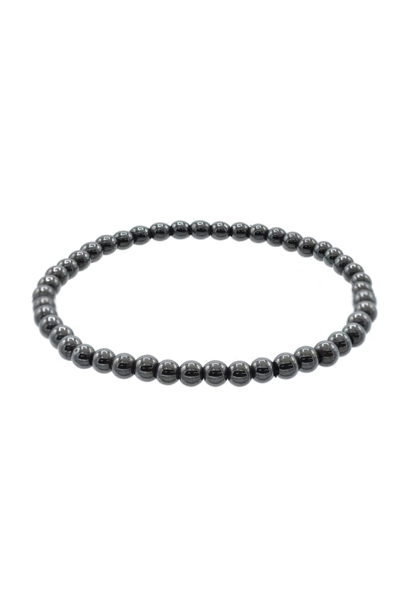 4mm Round Hematite Stretch Bracelet, 7" for Women, Men, and Friends