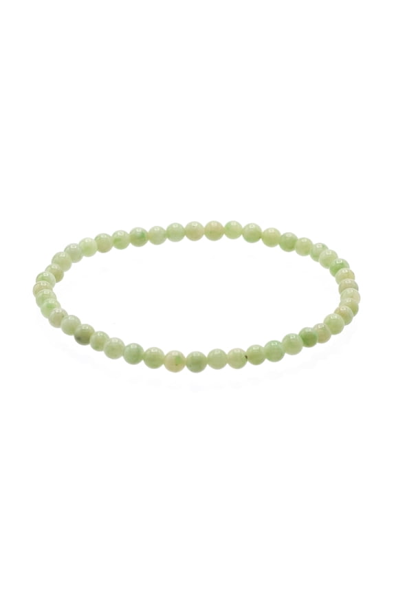 4mm Round Jade Stretch Bracelet, 8" for Unisex Adults