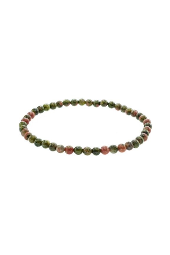 4mm Round Unakite Jasper Stretch Bracelet, 7" for Adults